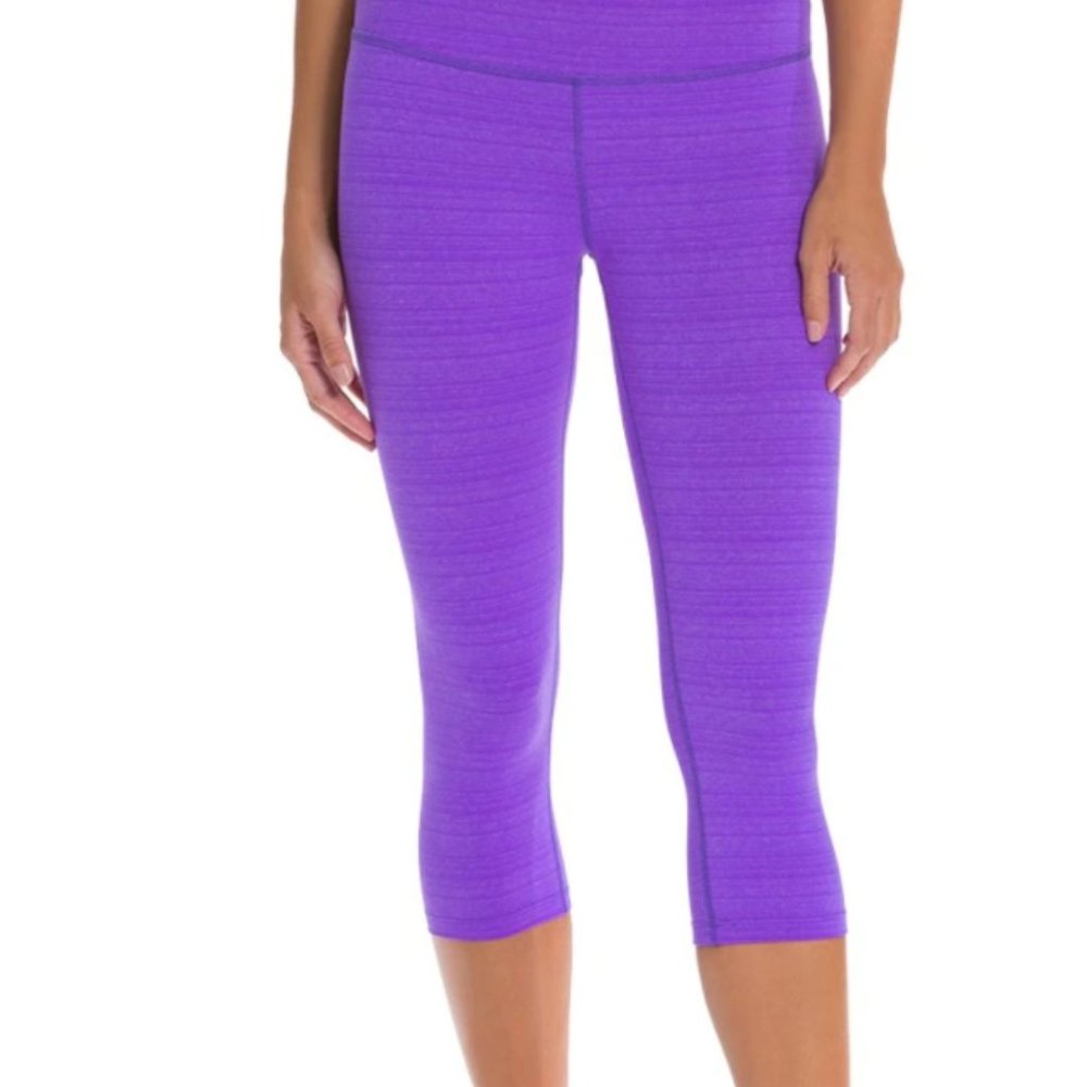 Beyond Yoga Capri Leggings, Striped Purple, Small